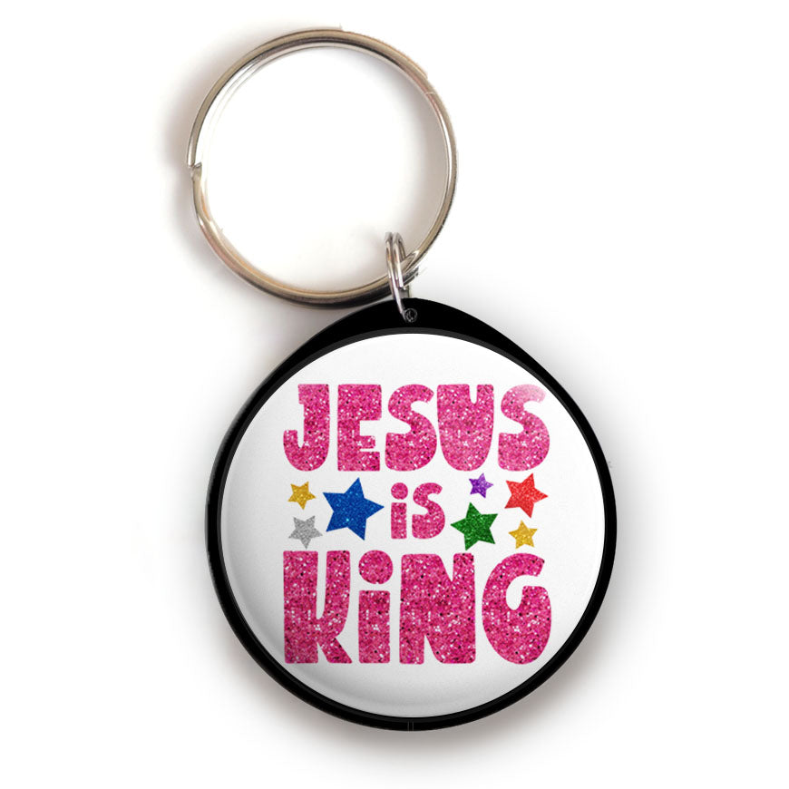 Glittery Jesus is King Keychain -  - Topperswap
