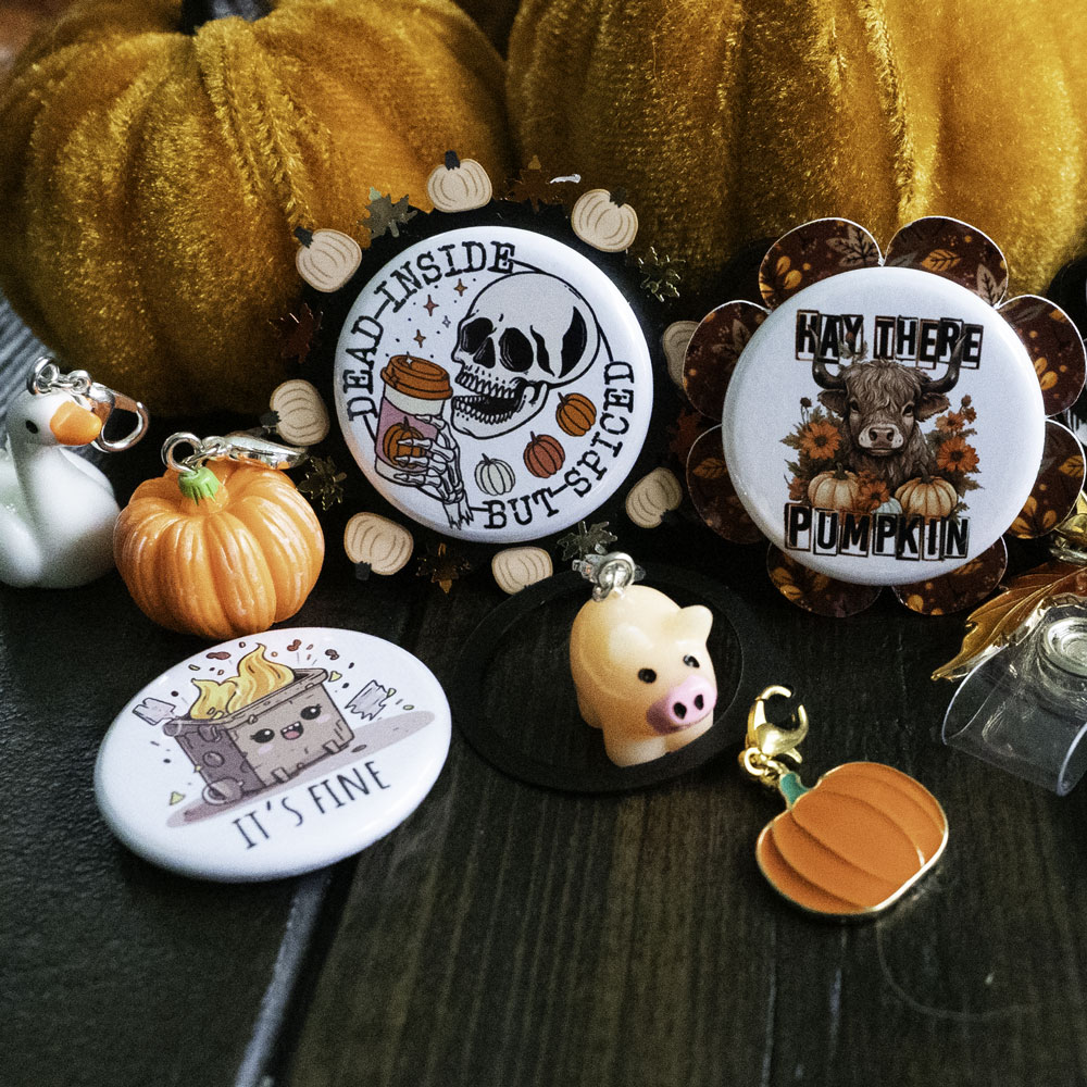 Pumpkin Badge Reel - Id Badge Glitter Name Halloween Cute Thanksgiving Reel  - Yahoo Shopping