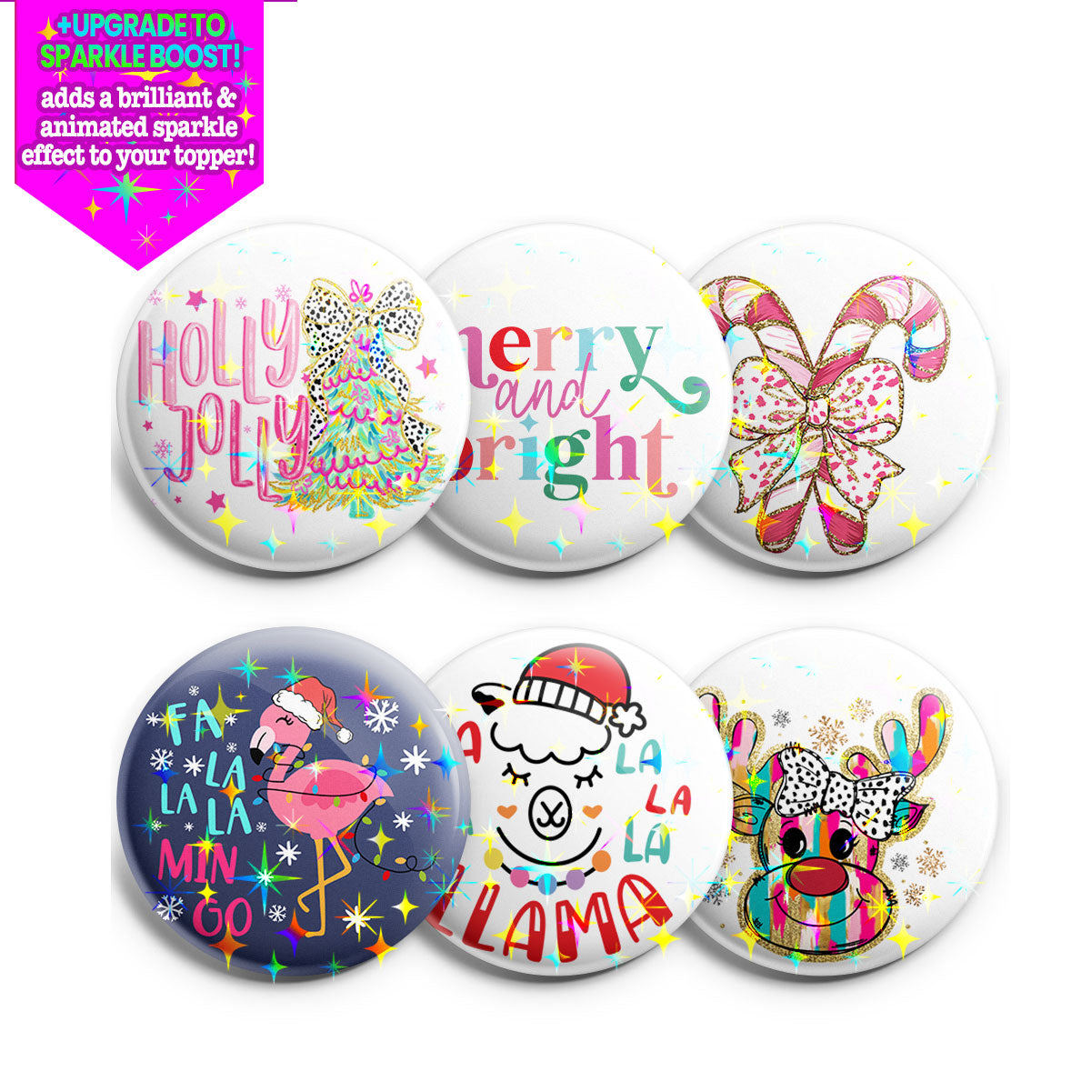 Bright & Bold Christmas Topper 6-Pack (Save 15%) - Make Them Sparkle - Topperswap