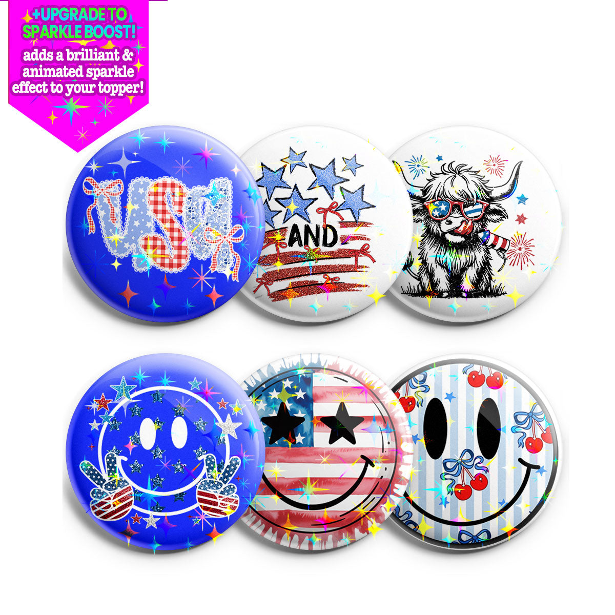 Star-Spangled Smiles Topper 6-Pack (Save 15%) - - Topperswap