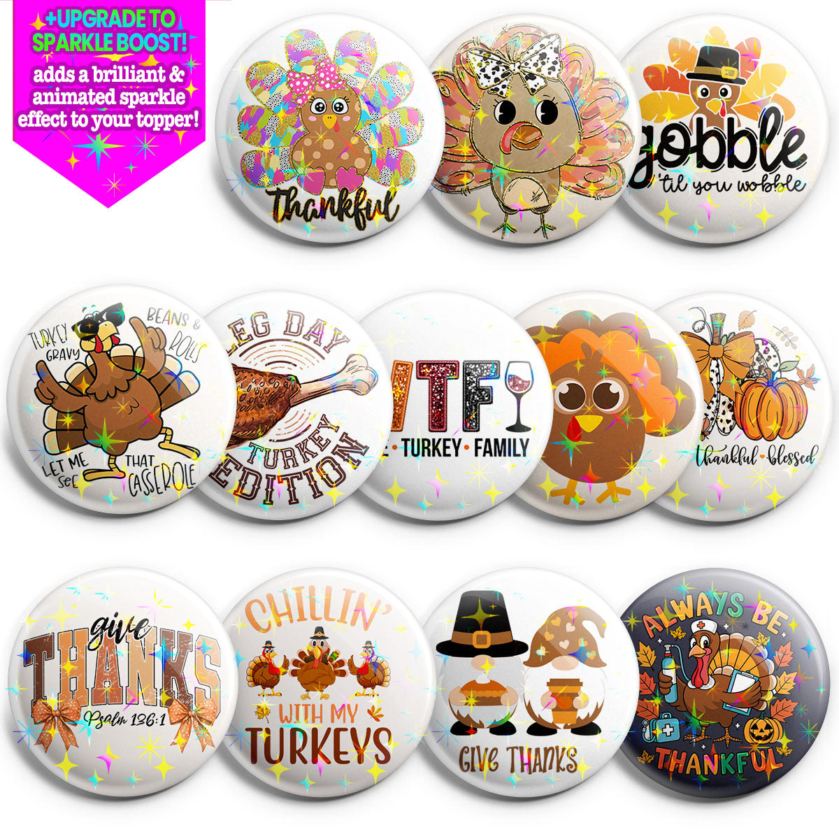 Ultimate Turkey Day Topper 12-Pack (Save 20%) - Make Them Sparkle - Topperswap