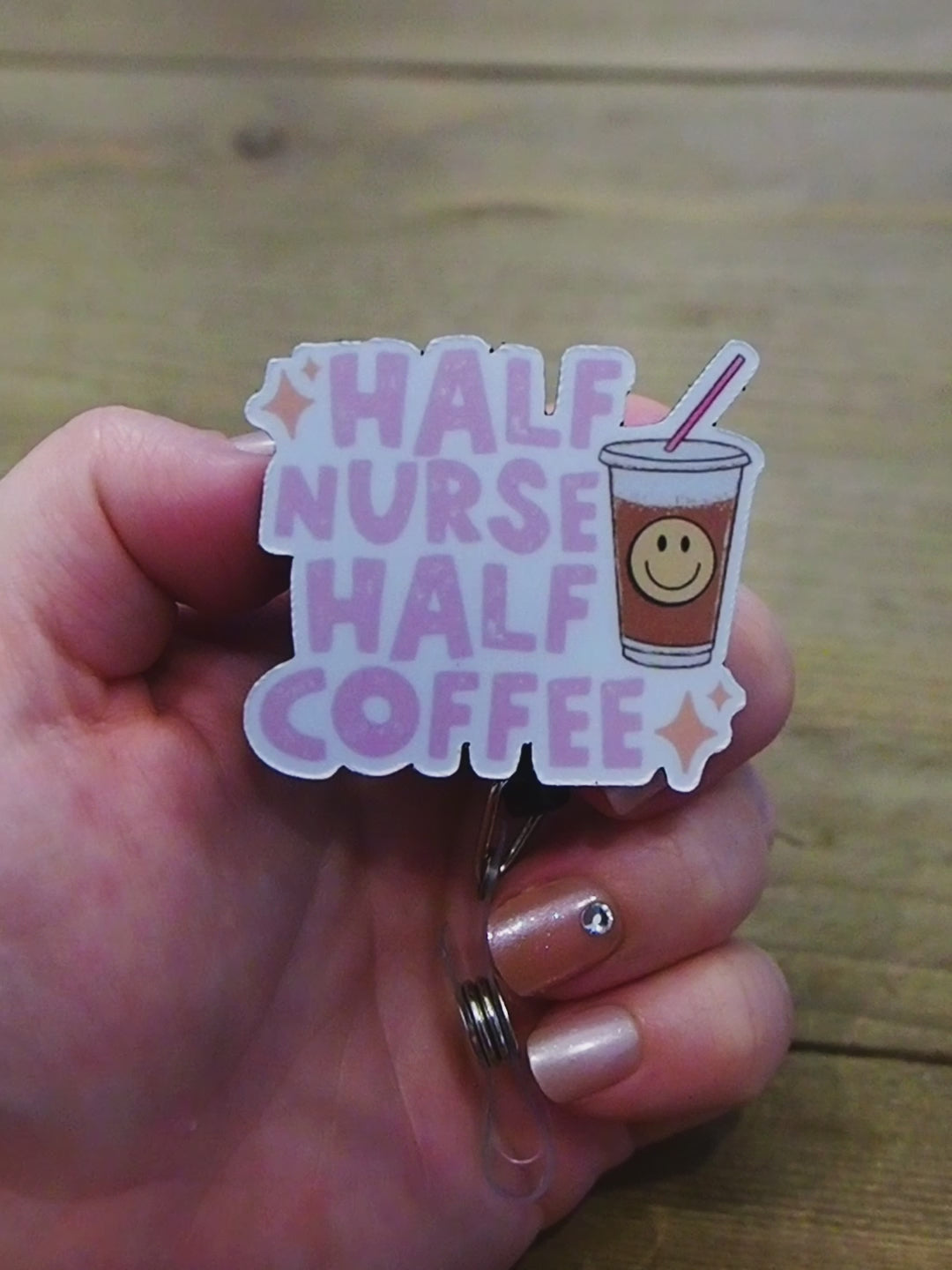 Half Nurse Half Coffee Pop Topper Swapfinity Retractable ID Badge Reel - - Topperswap