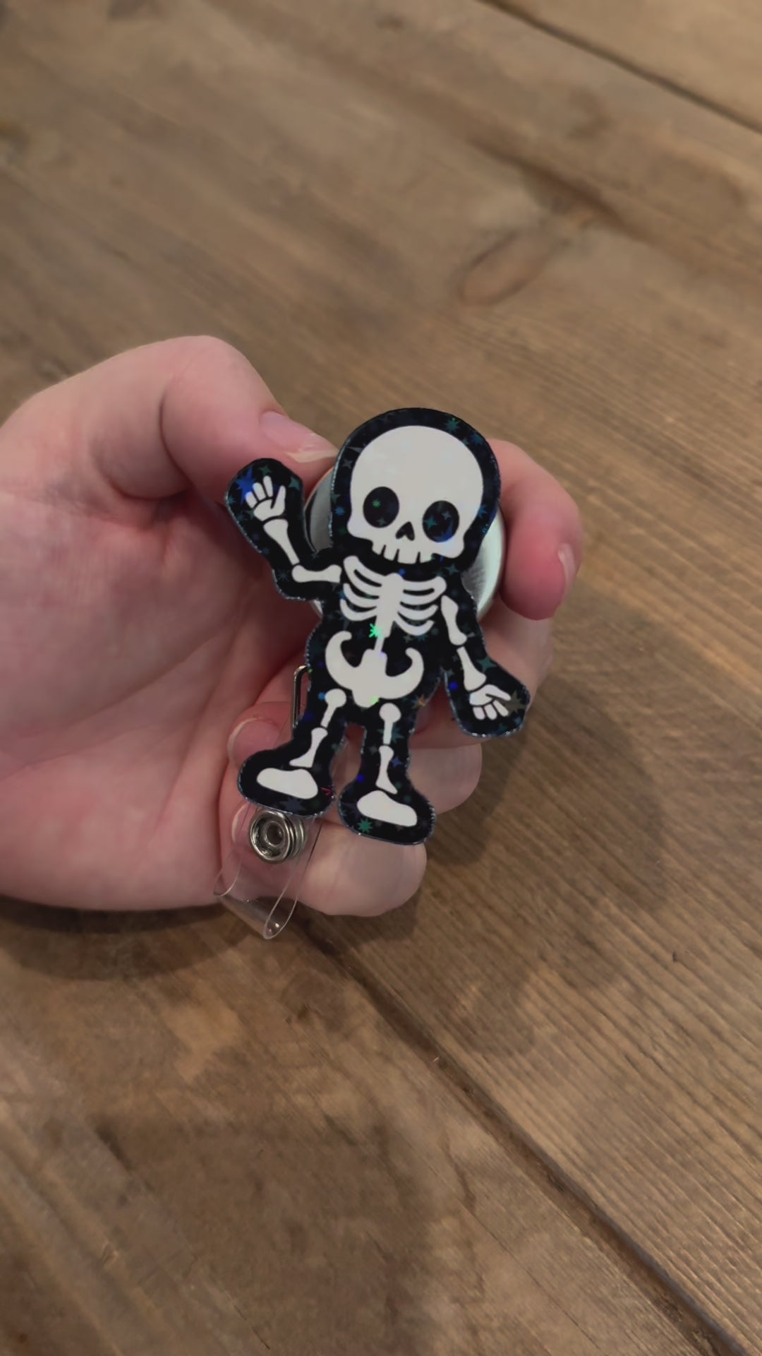 Cute X-Ray Skeleton Pop Topper Swapfinity Retractable ID Badge Reel - - Topperswap