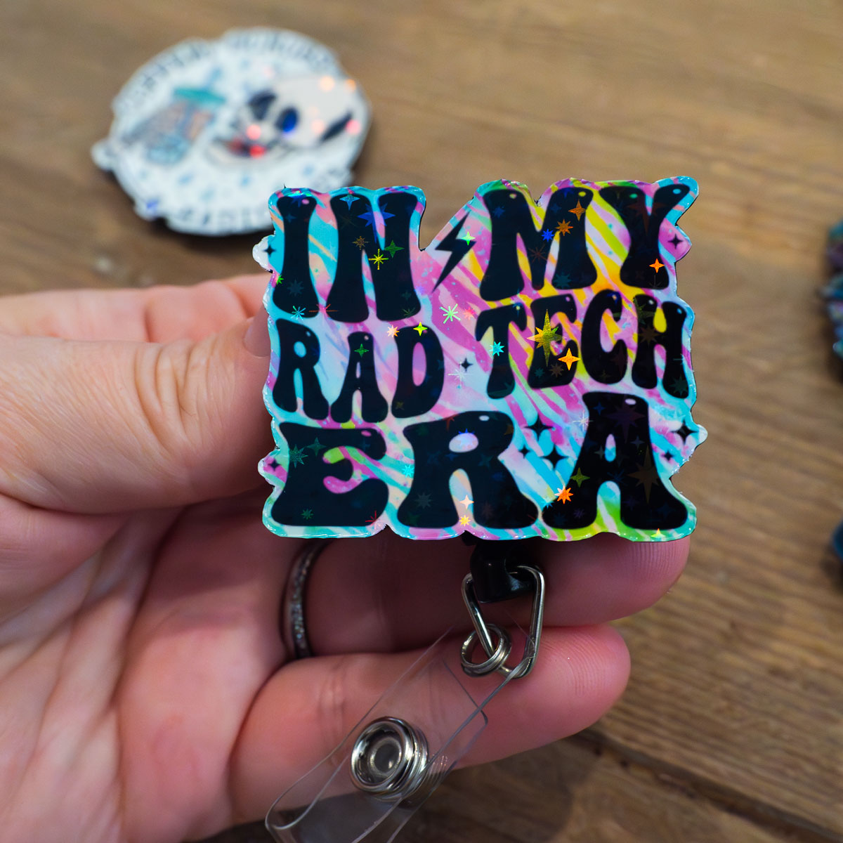 In My Rad Tech Era Pop Topper Swapfinity Retractable ID Badge Reel -  - Topperswap