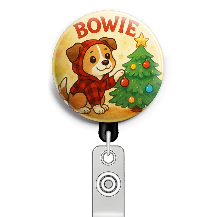 Custom Design – Bowie decorating a Christmas tree with shiny baubles - Topper