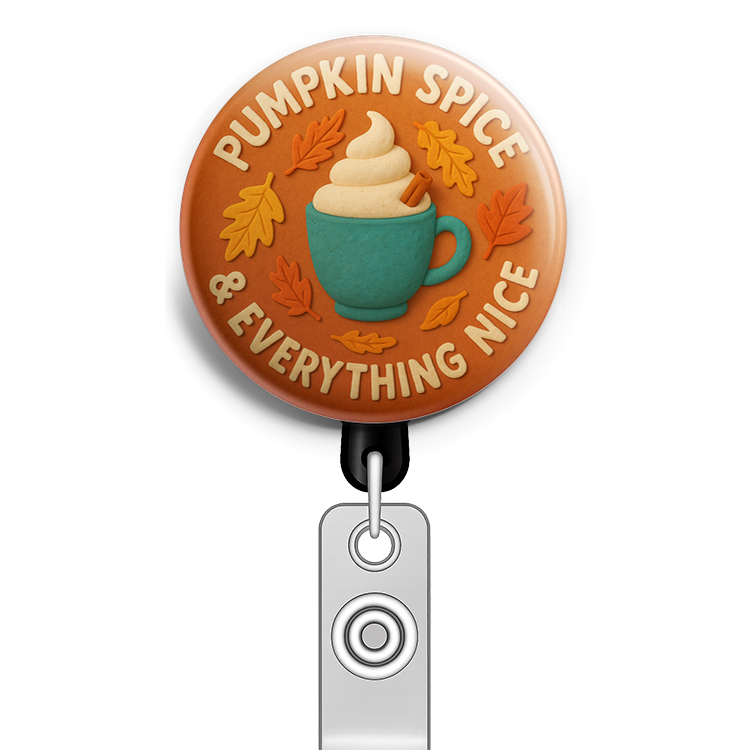 Custom Design – A pumpkin spiced latte with falling leaves with text "Pumpki… - - Topperswap