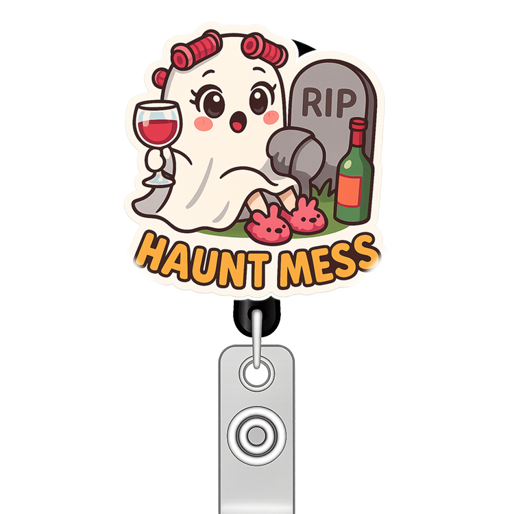 Custom Design – Cartoon ghost in a white sheet with curlers, fuzzy slippers,… - - Topperswap