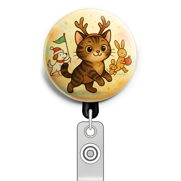 Custom Design – my pet wearing reindeer antlers, leading a jolly holiday par… - Topper