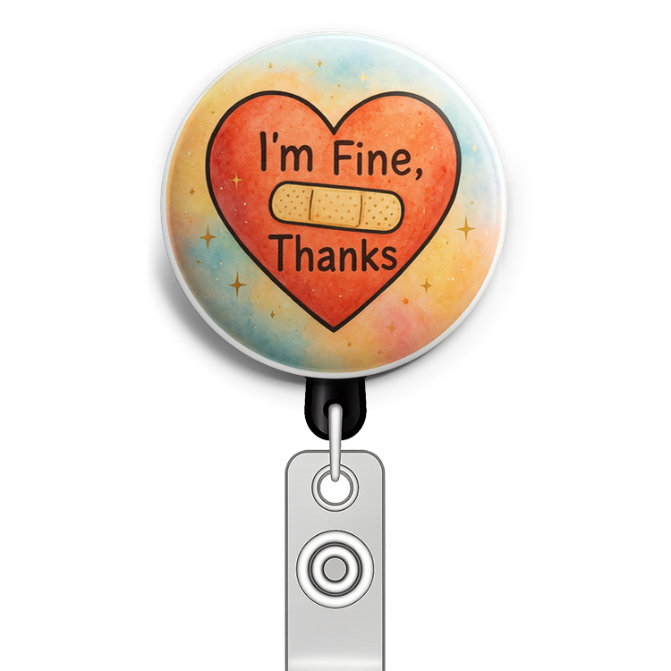 Custom Design – Heart with a band-aid with text 'I'm Fine, Thanks' - Topper