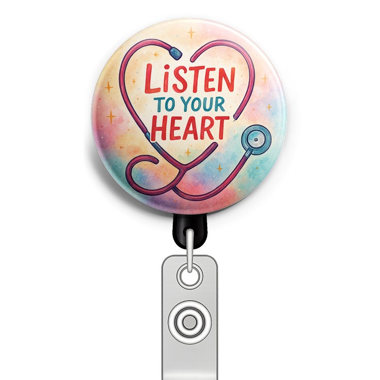 Custom Design – Stethoscope shaped into a heart with text 'Listen to Your He… - Topper