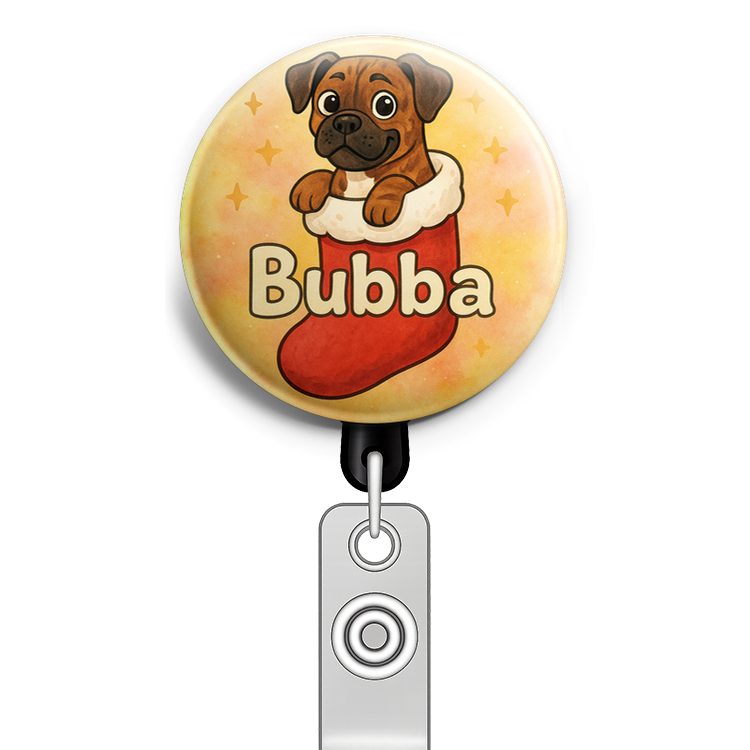 Custom Design – Bubba snuggled in a giant Christmas stocking - Topper