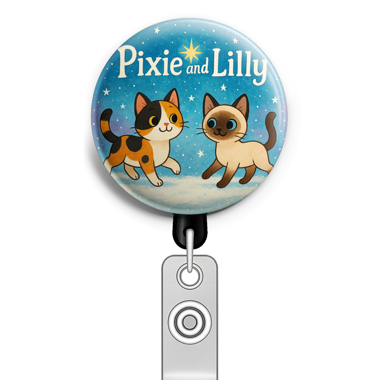 Custom Design – Pixie and Lilly  frolicking in snowflakes under a twinkling… - Topper