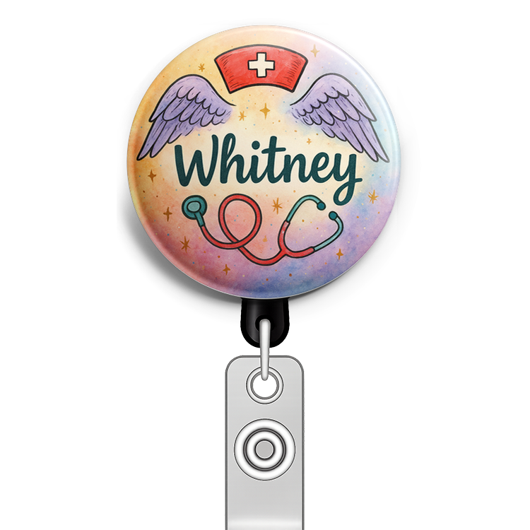 Custom Design – A personalized design prominently featuring the name "Whitne… - Badge Reel (Alligator, Black) - Topperswap