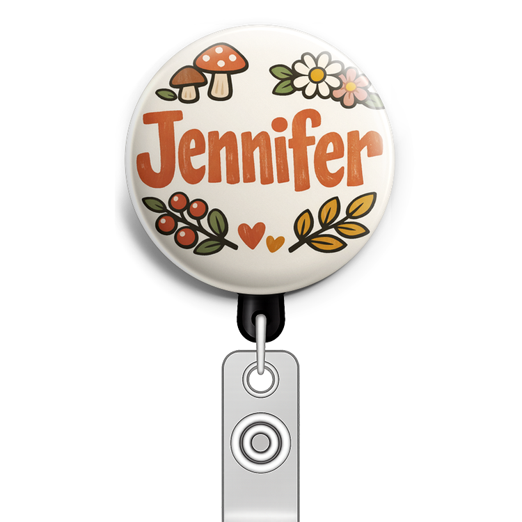 Create a circular badge design with the name 'Jennifer' as t… - Badge Reel