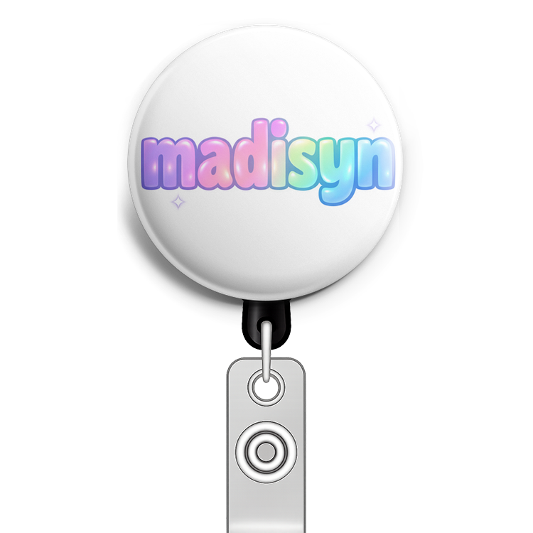 Create a circular badge design with the name 'madisyn' as th… - Badge Reel
