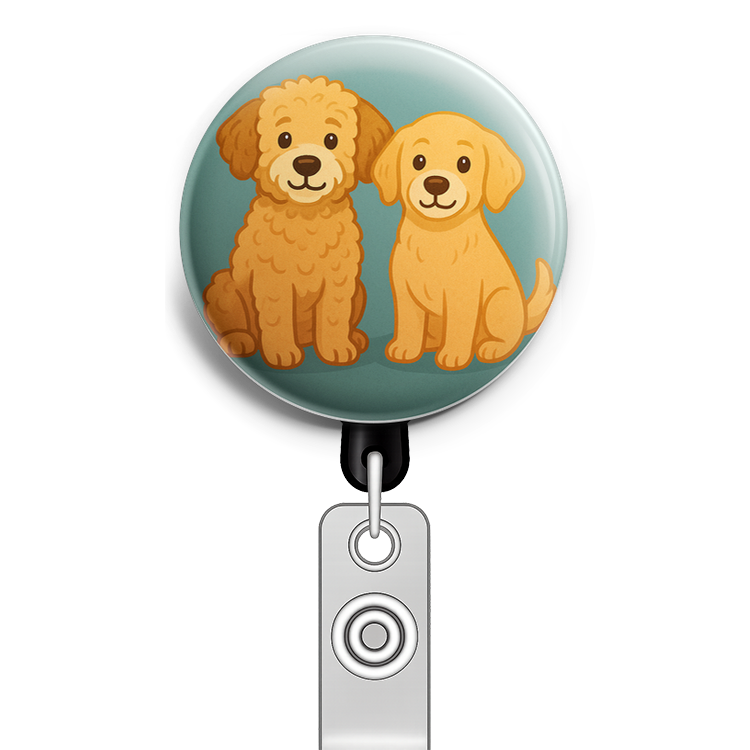 Custom Design – Pets sitting - Badge Reel (Alligator, Black) - Topperswap