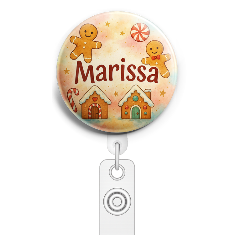 Custom Design – A personalized design prominently featuring the name "Mariss… - Badge Reel (Alligator, White) - Topperswap