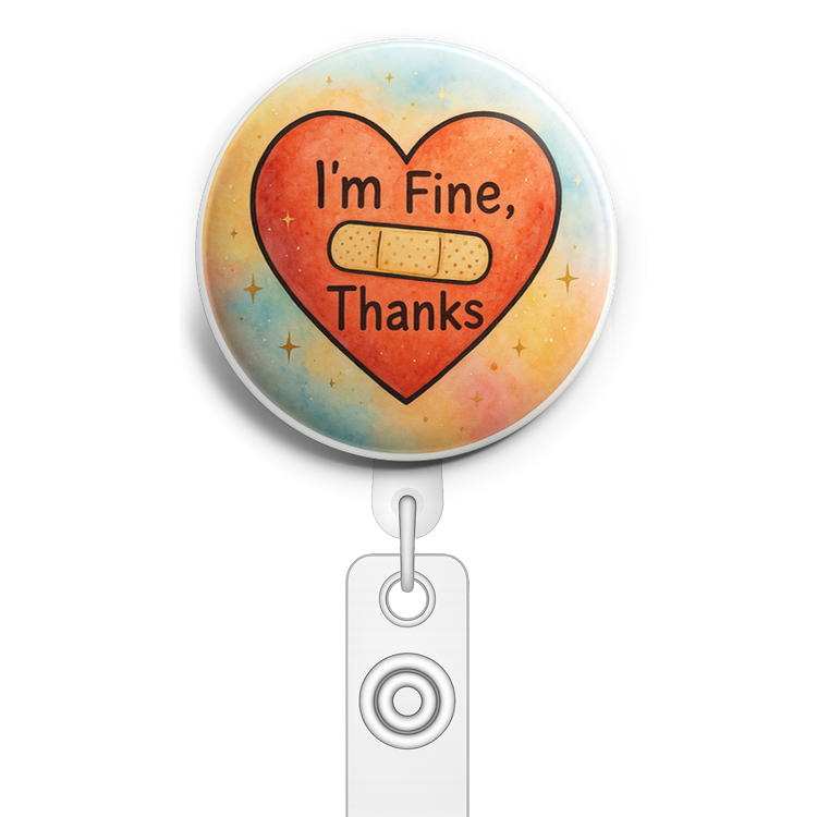 Custom Design – Heart with a band-aid with text 'I'm Fine, Thanks' - Topper