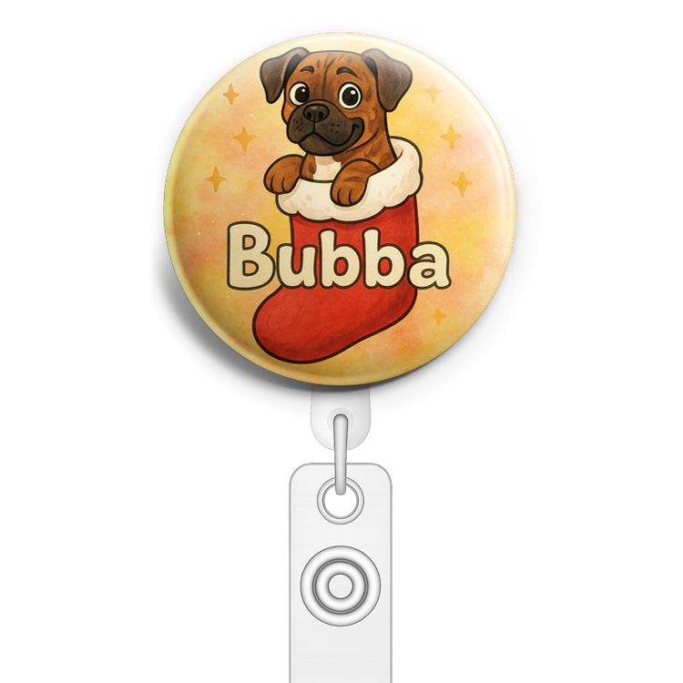 Custom Design – Bubba snuggled in a giant Christmas stocking - Topper