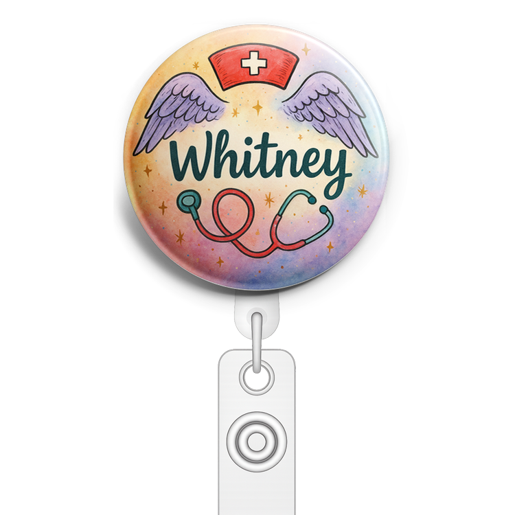 Custom Design – A personalized design prominently featuring the name "Whitne… - Badge Reel (Alligator, White) - Topperswap