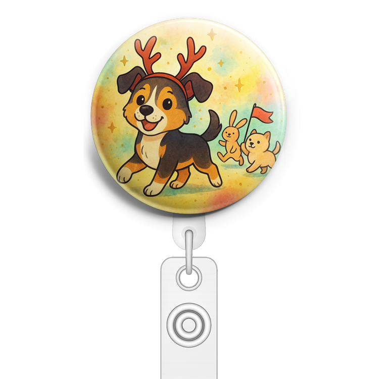 Custom Design – my pet wearing reindeer antlers, leading a jolly holiday par… - Topper
