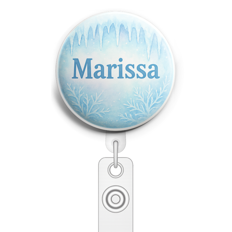 Custom Design – A personalized design prominently featuring the name "Mariss… - Badge Reel (Alligator, White) - Topperswap