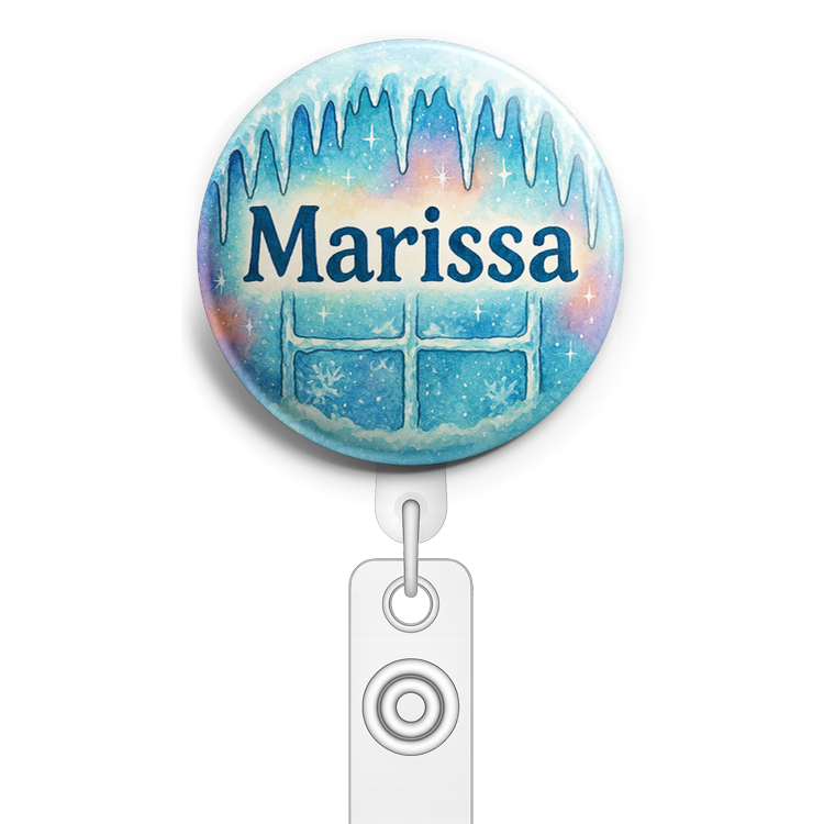 Custom Design – A personalized design prominently featuring the name "Mariss… - Badge Reel (Alligator, White) - Topperswap