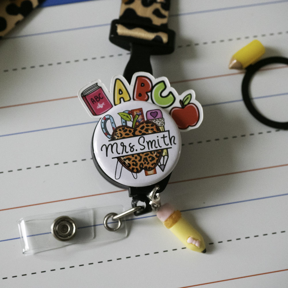 Heart Pencil Teacher Badge Reel Add-on -  - Topperswap