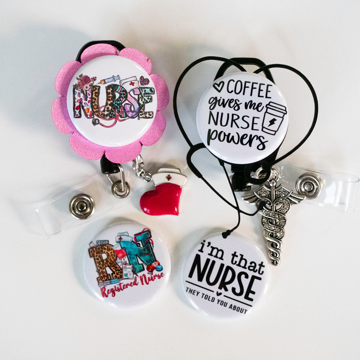 Pink Rhinestone Nurse Hat Charm Locket Badge Reel Retractable ID Badge  Holder – SIZZLE CITY