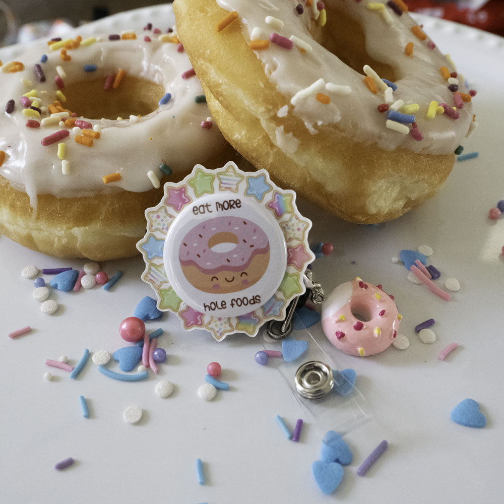 Pink Sprinkle Donut Charm Badge Reel Add-on -  - Topperswap