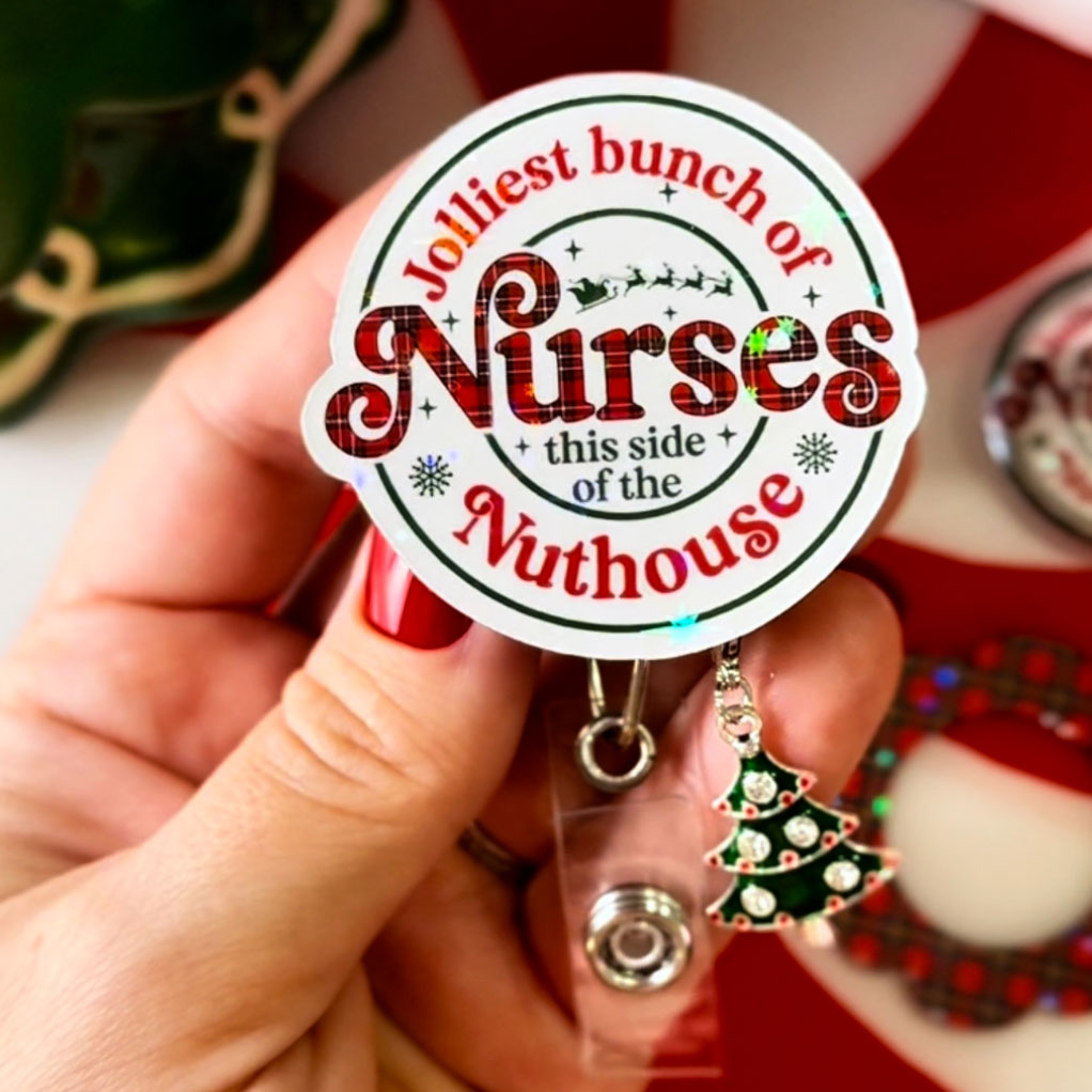 Jolliest Bunch of Nurses Pop Topper Swapfinity Retractable ID Badge Reel -  - Topperswap