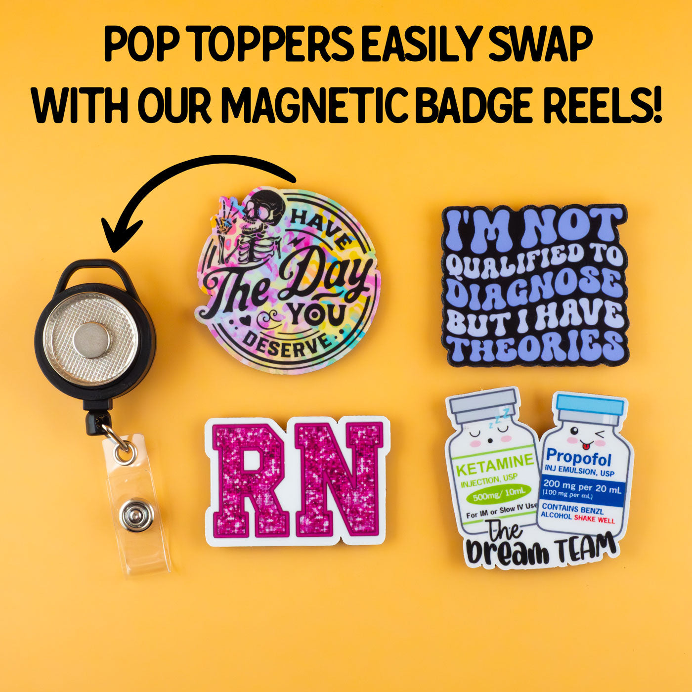 I'm Not Qualified to Diagnose Pop Topper Swapfinity Retractable ID Badge Reel -  - Topperswap