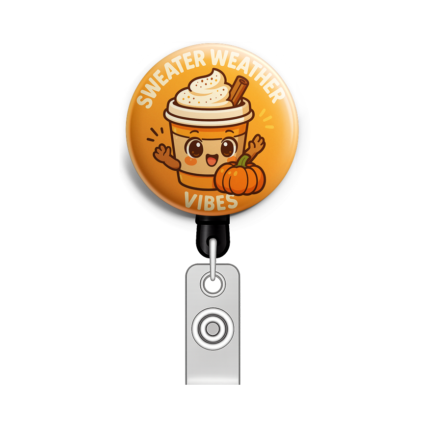 Custom Design – Pumpkin spice latte with text 'Sweater Weather Vibes' - - Topperswap