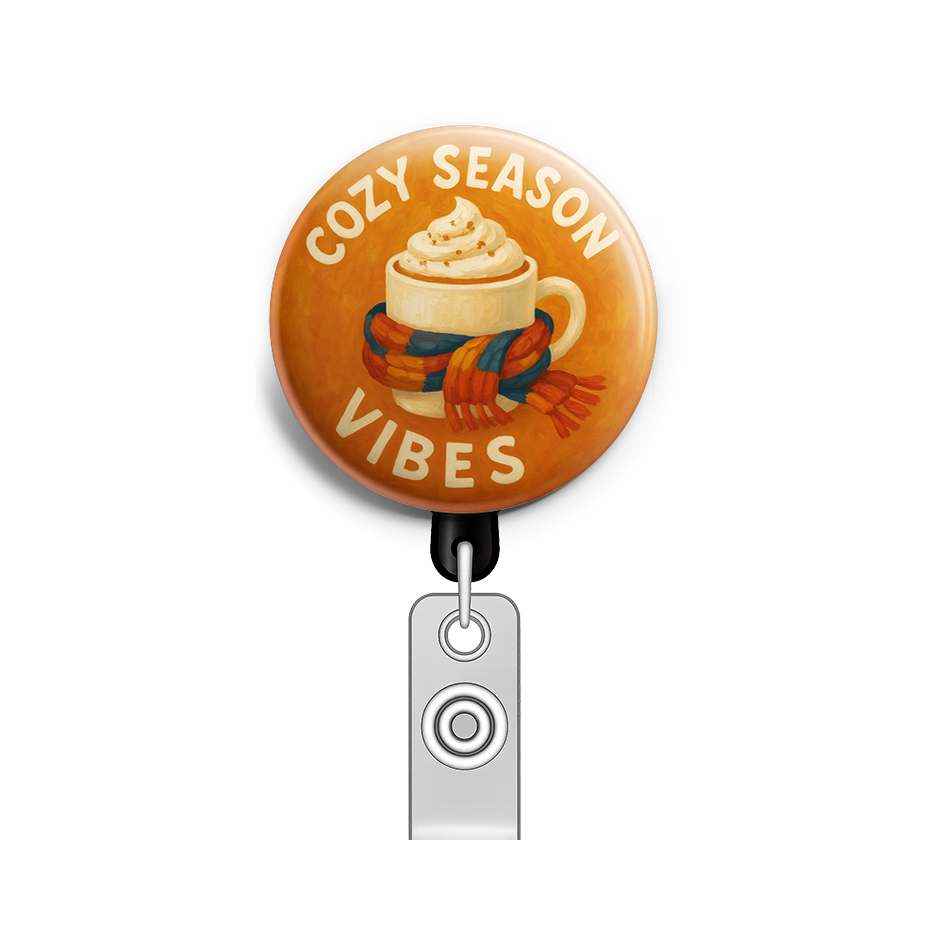 Custom Design – Pumpkin spice latte with scarf with text 'Cozy Season Vibes' - - Topperswap