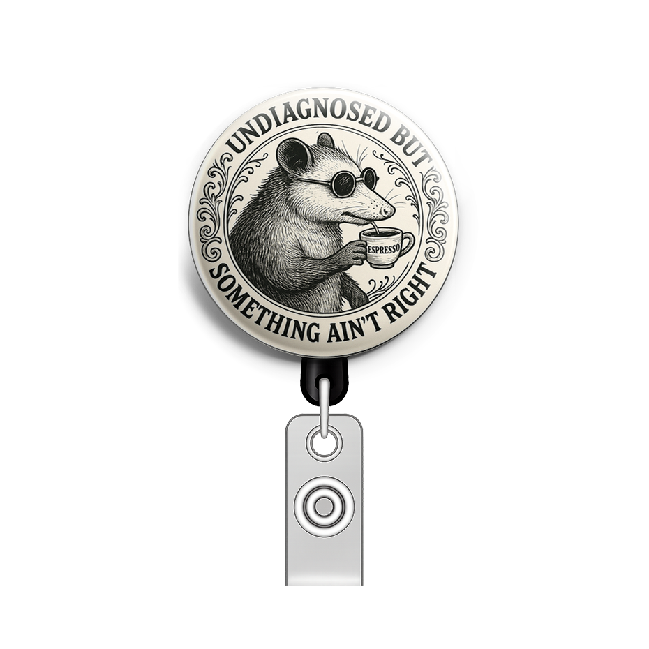 Custom Design – A opossum with shades sipping espresso with text “undiagnose… - - Topperswap