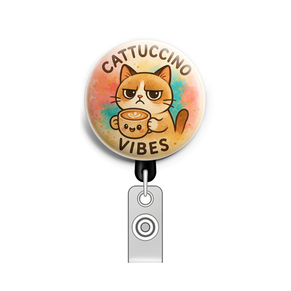 Custom Design – Grumpy cat with a latte: 'Cattuccino Vibes' - - Topperswap