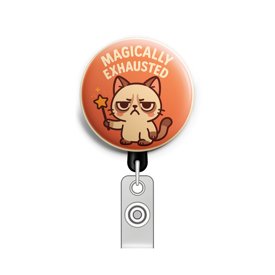 Custom Design – Grumpy cat holding a wand, captioned "Magically exhausted" - - Topperswap