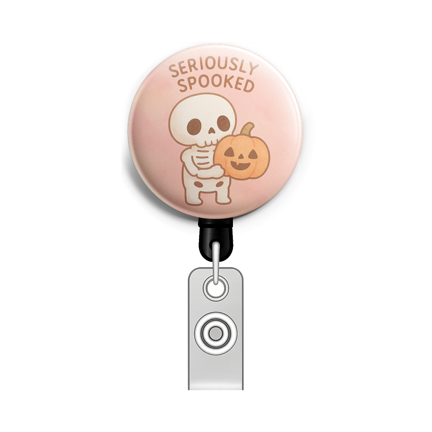 Custom Design – "Skeleton with pumpkin: 'Seriously Spooked'" - - Topperswap