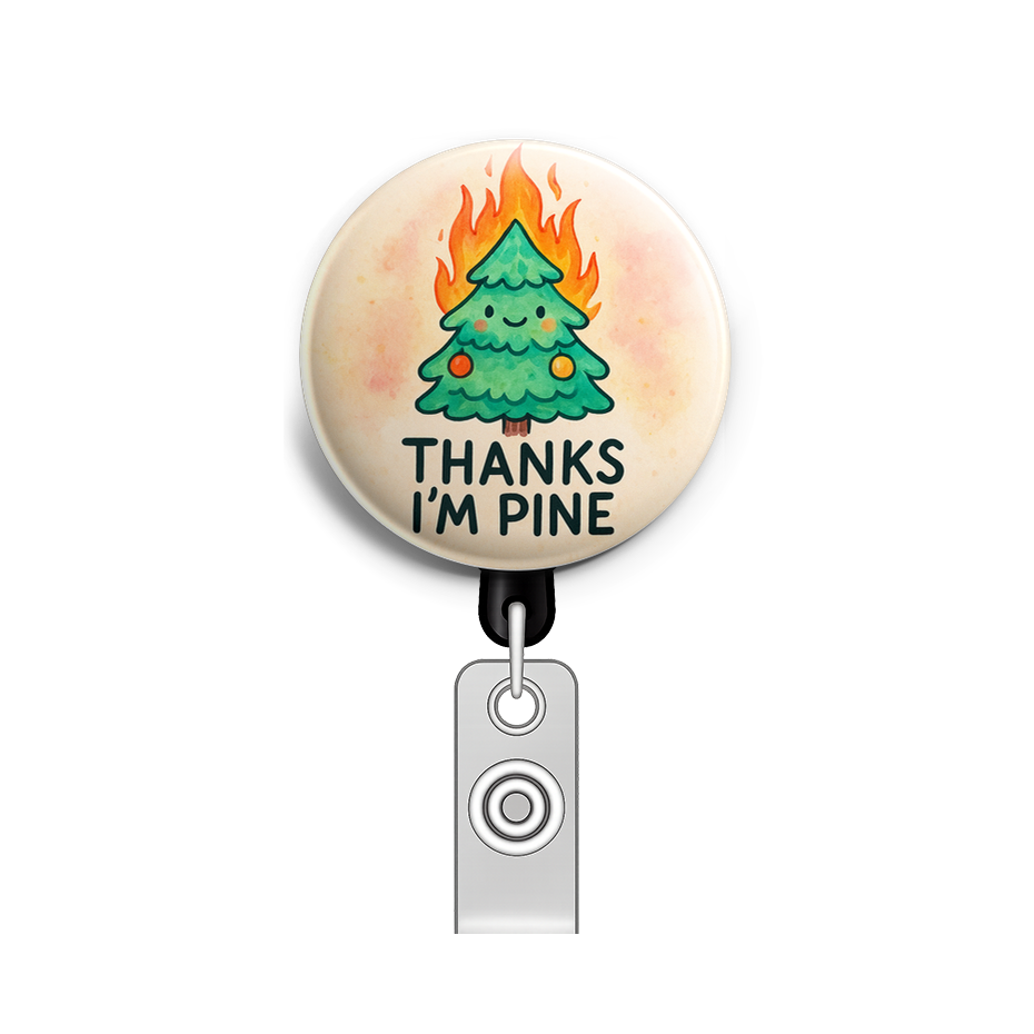 Custom Design – A kawaii Christmas tree on fire with text: "Thanks I'm Pine"… - - Topperswap