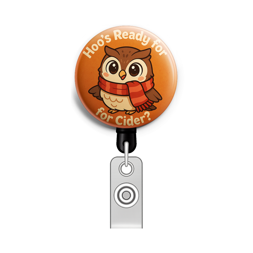 Custom Design – Owl in cozy scarf with text 'Hoo's Ready for Cider?' - - Topperswap