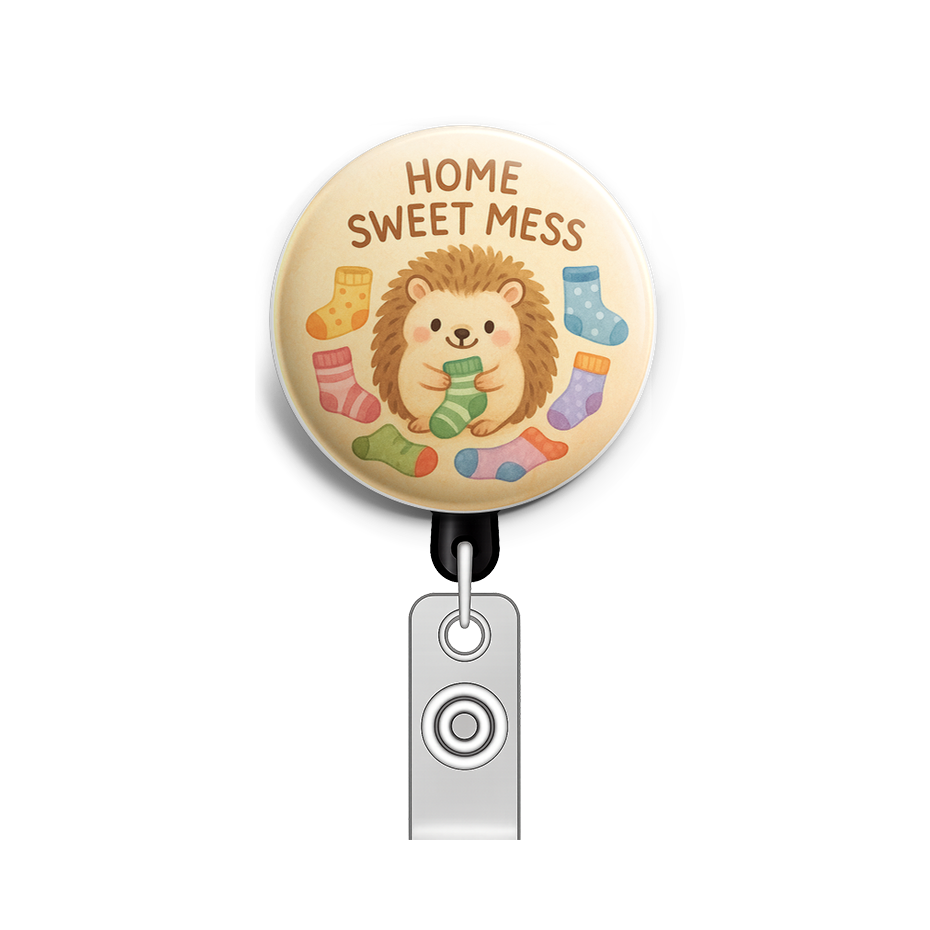 Custom Design – A hedgehog making a nest of mismatched socks saying 'Home Sw… - - Topperswap