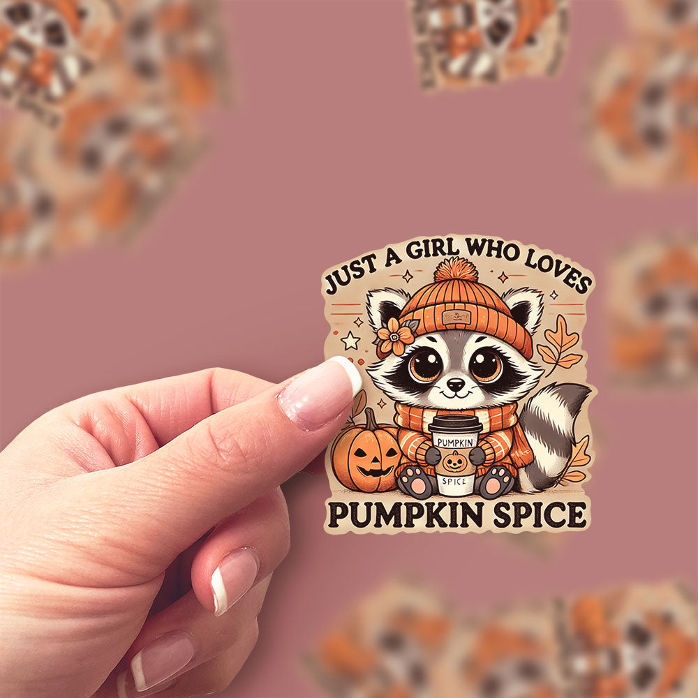 Pumpkin Spice Raccoon Sticker - Classic Shine - Topperswap