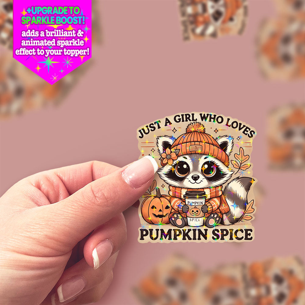 Pumpkin Spice Raccoon Sticker - Make it Sparkle - Topperswap