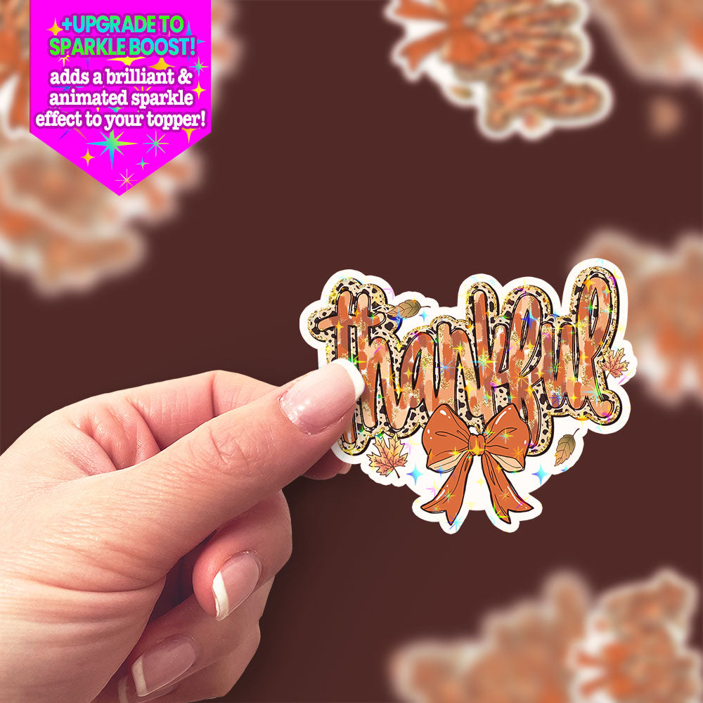 Thankful Leopard Bow Sticker -  - Topperswap