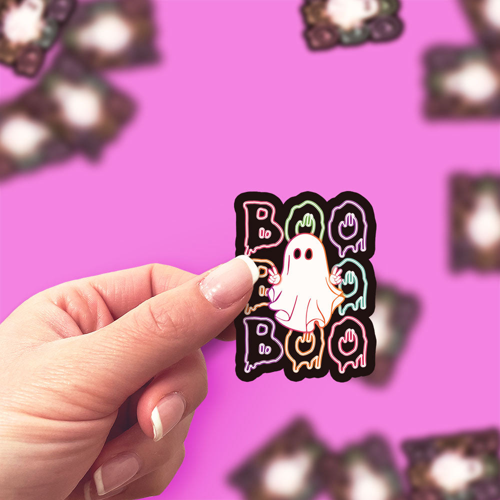 Neon Boo-tastic Ghost Sticker