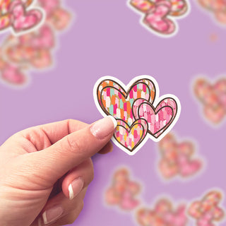 Heart Patchwork Trio Sticker