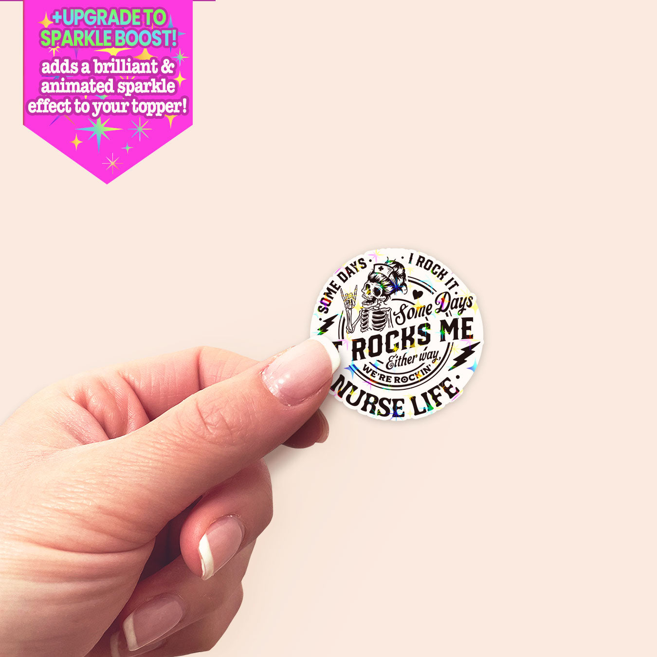 Rockin Nurse Life - Skeleton Sticker - Make it Sparkle - Topperswap