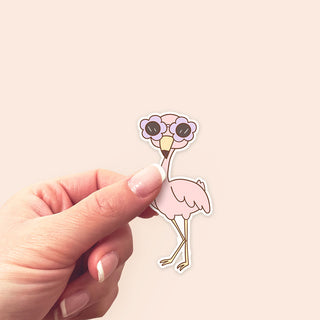 Flower Power Flamingo Sticker