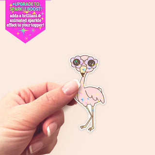 Flower Power Flamingo Sticker