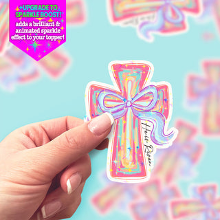 He Is Risen Watercolor Cross Sticker